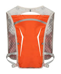 Orange Hydration Running Pack For Men And Women Go To Lightweight Water Backpack Vest With Bottle Holder Pouch for outdoor activities.