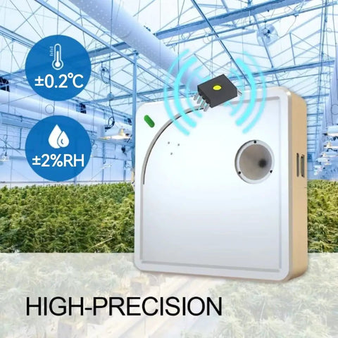 WiFi Environmental Sensor For Smart Home Monitoring With Temperature Humidity And Light Tracking in a greenhouse setting.