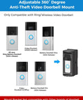 Adjustable 360 Degree No Drill Video Doorbell Mount For Ring Battery Doorbell Plus Pro Anti Theft Corner Kit shown with compatible models