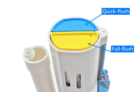Two Inch Toilet Flush Valve Assembly For Most One Piece Toilets With Top Push Button Universal Fit dual flush buttons