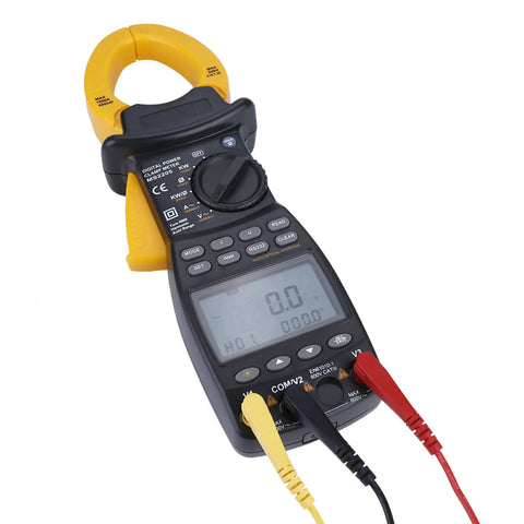 MS2205 Three Phase Clamp Meter With Harmonic Power Tester And Multi Function Digital Multimeter with probes attached