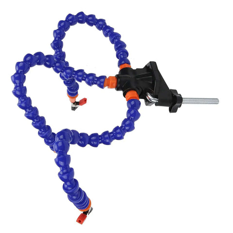 Flexible Helping Hand Soldering Tool Set With Adjustable Arms And Aluminum Base for stable PCB assembly and DIY crafts.