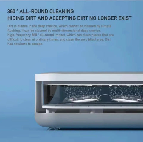 Pro Grade Ultrasonic Jewelry Cleaner For Rings Watches Eyeglasses Coins And Dentures With 47kHz High Frequency And 300ml Tank Digital Timer Easy Start Quick Clean For Silver Jewelry And Glasses side view