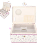 Grab And Go Removable Tray Sewing Basket With Handles For Quilting And Crafts, Vintage Style Needle And Thread Organizer, open view