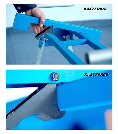 Close-up of locking mechanism on Beefy Built Tough Miter Saw Stand Supports Up To 500 Lb, Adjustable 34.5 To 88 Inch Extension.
