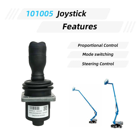 Freshen Your Fleet With This Precision Single Axis Joystick Controller Matched For Genie Boom Lifts, showing joystick details and features.