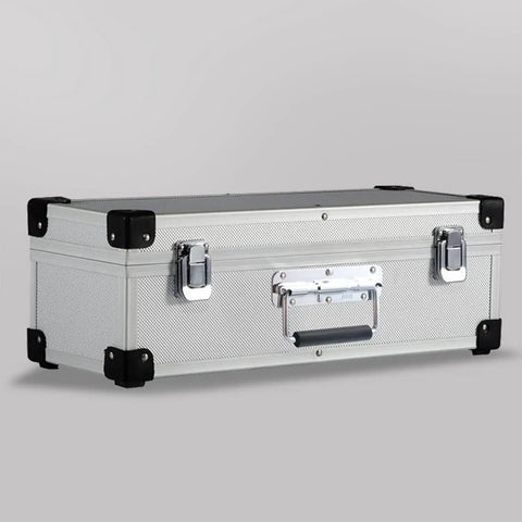 Heavy Duty Two Pack Spring Loaded Folding Handles Drop Straight Into Any Toolbox Or Trunk 4 Inch Stainless Steel Chest Pulls Rocking A Comfy Rubber Grip Kit on silver toolbox.