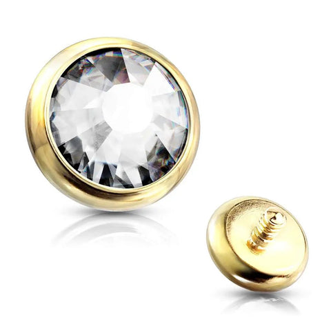 Dermal Top Multi Pack 14G 16G Implant Grade Titanium Surface Piercing Jewelry Set With CZ 5mm Gold Tops Hypoallergenic Labret Style Tops 14G 3 Pieces
