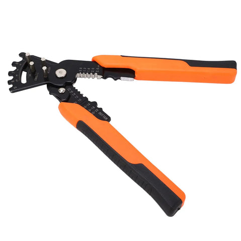 Xixian Heavy Duty Wire Stripper Pliers Multitool Crimper Cutter for Electricians with orange and black rubber grips.