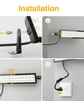 Installation process for Legit Heavy Duty Led Shop Lights 100W 14000 Lumen Knockout Brightness. Step-by-step guide for wall mounting.