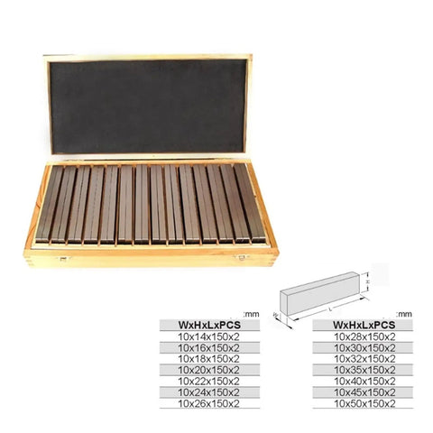 Heavy Duty 28 Piece Gauge Block Kit Precision Ground Setup Bars For Router And Table Saw Alignment Solid Hardened Steel inside wooden case