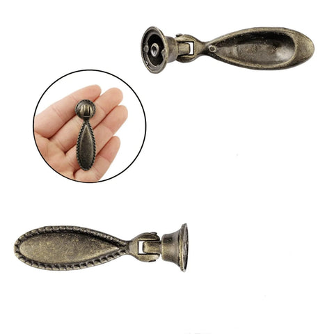 Two Pack Antique Bronze Single Hole Handle Pulls For Wooden Furniture Cabinets Cupboards Drawers Wardrobes And Doors 60x18mm 2.36x0.71 Inches Rust Resistant Iron With Antique Brass Plating, product shown in hand and separate views