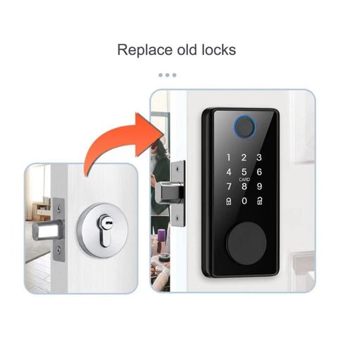 Top Tier Slick Smart Lock With Keyless Fingerprint Keypad Deadbolt For Front Doors showcasing keyless entry installation process.