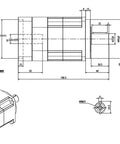 Top Shelf High Precision Helical Planetary Gearbox Speed Reducer Built For NEMA34 Stepper Motors side and front view diagram.