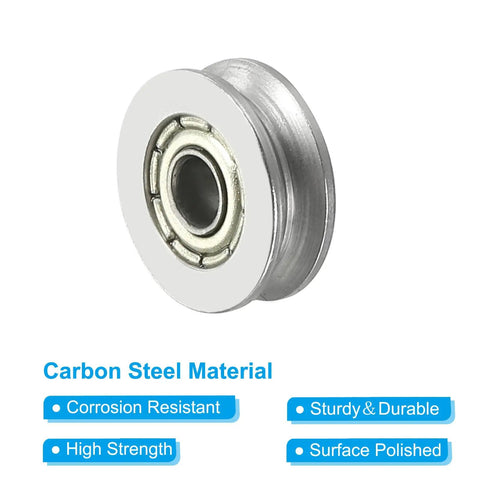 U Groove Bearing 20 Pack 3x12x4mm Carbon Steel Sealed Ball Bearings featuring corrosion resistance, high strength, and polished surface
