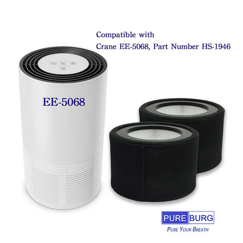 Replacement Filter Set For Crane EE-5068 And Jetery JT-8115M Air Purifiers 2 Pack H13 HEPA Plus 4 Activated Carbon Pre-Filters
