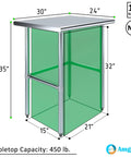 24 Inch By 30 Inch Heavy Duty Stainless Steel Work Table With Open Base For Commercial Kitchens And Garage Workshops diagram with dimensions.