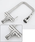 GAZOGJ Black Foldable Kitchen Mixer Tap - Modern 1 Hole Faucet with 3 Sprays & Rotating Spout, stainless steel finish.
