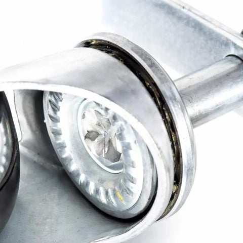 Heavy Duty 4 Inch Spring Loaded Gate Caster Wheel Automatic Height Adjustment 250 Lb Capacity close-up of metal components