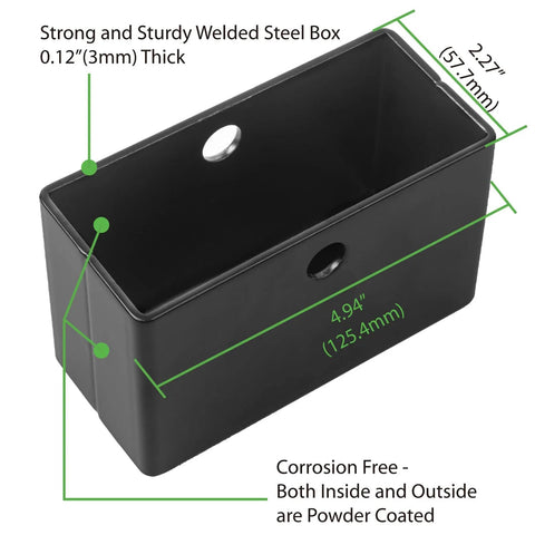 Black welded steel bracket box for 4 Inch V-Groove Gate Wheel With Welded Bracket Box For Sliding Inverted V Track Gates Up To 3000 Lbs Dual Sealed Bearings