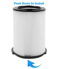 VF4000 Replacement Filter For Ridgid And Husky Wet Dry Vacuums 5 To 20 Gallon Vacuums 2 Pack showing installation direction