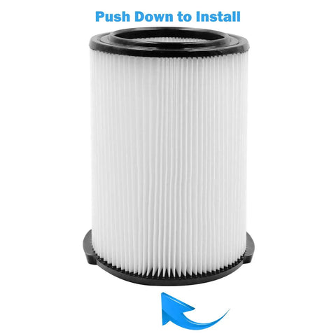 VF4000 Replacement Filter For Ridgid And Husky Wet Dry Vacuums 5 To 20 Gallon Vacuums 2 Pack showing installation direction