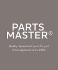 Parts Master logo with tagline 'Quality replacement parts for your home appliances since 1992' on a gray background.