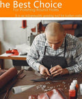 Craftsman using Leather Round Hole Punch and Edge Sharpener Tool 3-16mm Emery Coated Polisher Grinder for DIY Leatherwork