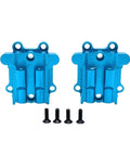 Rock Solid Steel RC Steering Block And Hub Carrier Kit With Beefy Suspension Arms Precision Drag Links, blue anodized gear cover and screws.