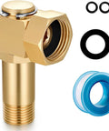 Premium Brass Garden Hose Reel Swivel Elbow Connector Kit, 3/4 Inch GHT To 1/2 Inch NPT Adapter With Spare Gasket And Seal Rings For Solid Lawn Sprinkler Repairs That Actually Hold Up Without Dripping. brass swivel elbow adapter with seal rings and gasket