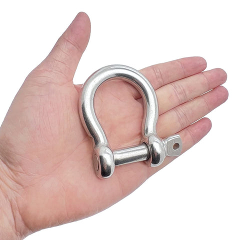 Beefy Heavy Duty Half Inch Screw Pin Anchor Shackle Set 304 Stainless Steel 12mm Bolt Pin Shackles in hand for size reference
