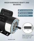 Illustration of Heavy Duty 5 HP Single Phase Electric Motor With 3450 RPM 56 Frame 208 230V Five Eighths Inch Shaft