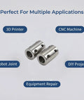 Stainless Steel 8mm To 8mm Shaft Coupler 2 Pack, Zero Backlash Rigid Coupler For NEMA 17 Stepper Motors, Lead Screws, CNC Drives, Built For 3D Printers shown with 3D printer and CNC uses