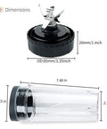 Dimensions of 6 Fin Blender Blade Assembly Replacement For BL770 BL780 BL660 With 3.35 Inch Base Includes 2 Pack 16 Oz Cups