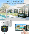5MP PTZ Outdoor Security Camera With Humanoid Detection Auto Tracking Color Night Vision and remote app view by poolside home