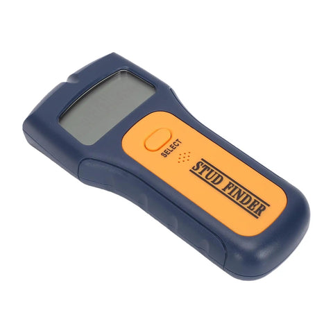 FTVOGUE Stud Finder Wall Scanner with LCD Display for Metal AC Wire Wood, handheld tool with LCD screen, blue and orange design.