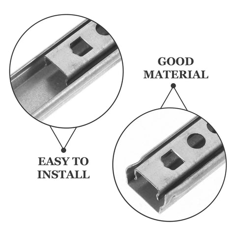 Close-up of Stainless Steel Cabinet Drawer Slide Rail Kit, Side Mount Ball Bearing Rails for smooth silent operation with easy install