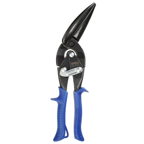 Power Cutters Long Cut Snips For Straight And Wide Curve Cuts, Offset Aviation Tinner Shears For Long Trim Jobs, GlideTech Forged 2.375 Inch Blades, Hot Drop Forged Molybdenum Alloy, Austempered Steel, Made In The USA, front view