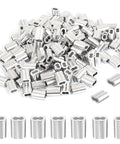120 Piece Aluminum Crimp Sleeve Set For Three Thirty Second Inch Wire Rope And Cable, Heavy Duty Quick Lock End Sleeves For Dog Leashes