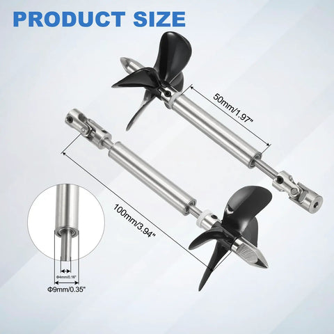 Beefy RC Boat Drive Shaft With Propeller Universal Joint Kit Upgrade Stainless Steel 100mm Shaft 50mm Sleeve 55mm Propeller