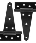6 Inch T Strap Gate Hinges 2 Pack Black Powder Coated Steel Tee Hinge Hardware Rust Resistant Heavy Duty for gates