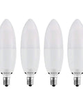 Bright 12W LED Candelabra Bulbs 6000K Torpedo Shape, 1200 Lumens, 85 to 100W Equivalent, E12 Base, Pack of 4