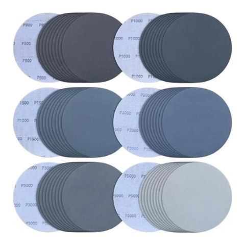 Premium 6-inch Sanding Discs For Dry Wet Use Super Smooth 800 Grit Finish, various grades P800 to P5000 for polishing wood, metal, concrete.