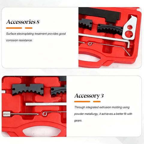 Premium Carbon Steel Camshaft Timing Tool Kit accessories with corrosion-resistant design and tailored fit for performance.