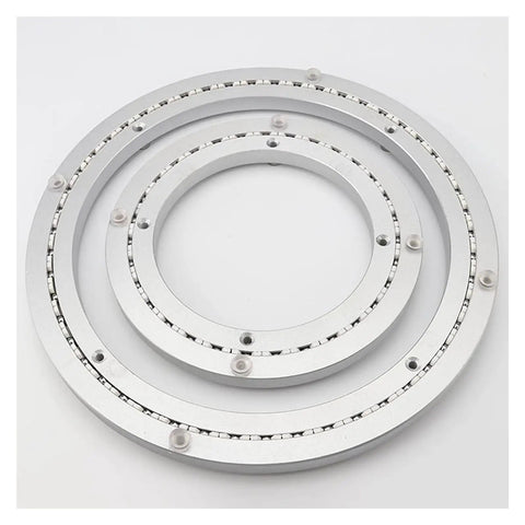 Built Tough Heavy Duty Turntable Base Bearing For 8 To 32 Inch Tables, aluminum alloy Lazy Susan swivel plate, top view of silver rings