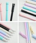 Cute Cat Gel Pens 0.5mm Set Of 12 For School And Office, Kawaii Style Black Ink, multicolor pen caps, lightweight plastic design