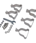 Rock Solid Heavy Duty Window Well Cover Clamps Plus Spring Clips Crafted From Cold Rolled Steel With Zinc Plating For Corrugated Metal And Plastic Wells Perfect For Any Outdoor Job Site To Secure Covers Tight and Tough 5 Pack, with screws and wrench
