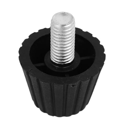 Heavy Duty Adjustable Furniture Glides And Leveling Feet With Nonskid Floor Pads For Home Office Chairs Tables And Couches Quick Straight Forward Setup Slick Smooth Glide Grip Tight Solid Hold 8MM Screw 80 Piece Set Black, black rubber glide with silver threaded screw.