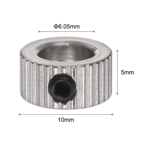Set Screw Shaft Collars 6.05mm Bore, 10mm OD, 5mm Wide Pack Of 10 Go-To Nickel Plated Carbon Steel Wheel Stopper Close-up