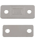 Magnetic Cabinet Catch And Latch Kit For Wardrobe Doors And Drawers, silver metal hardware plates, top view, 42mm